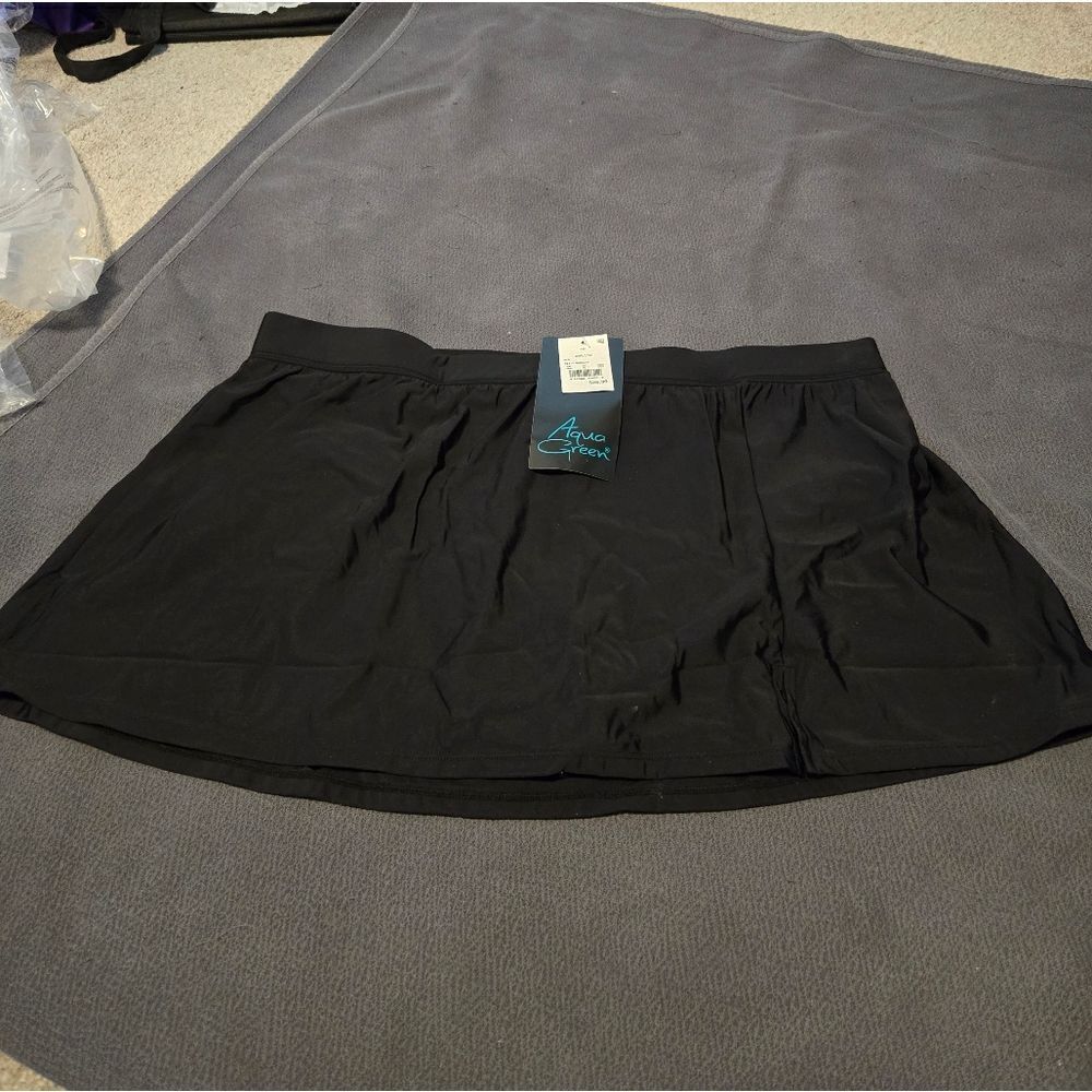 Aqua Green Black Plus Size Swim Skirt